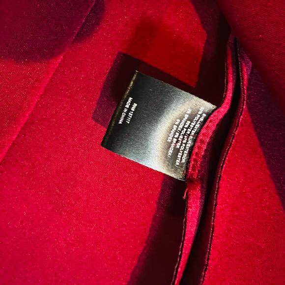 Badgley Mischka Scuba Double Breasted Pleated Short Sleeve Dress Sz 12 Burgundy - Picture 7 of 11